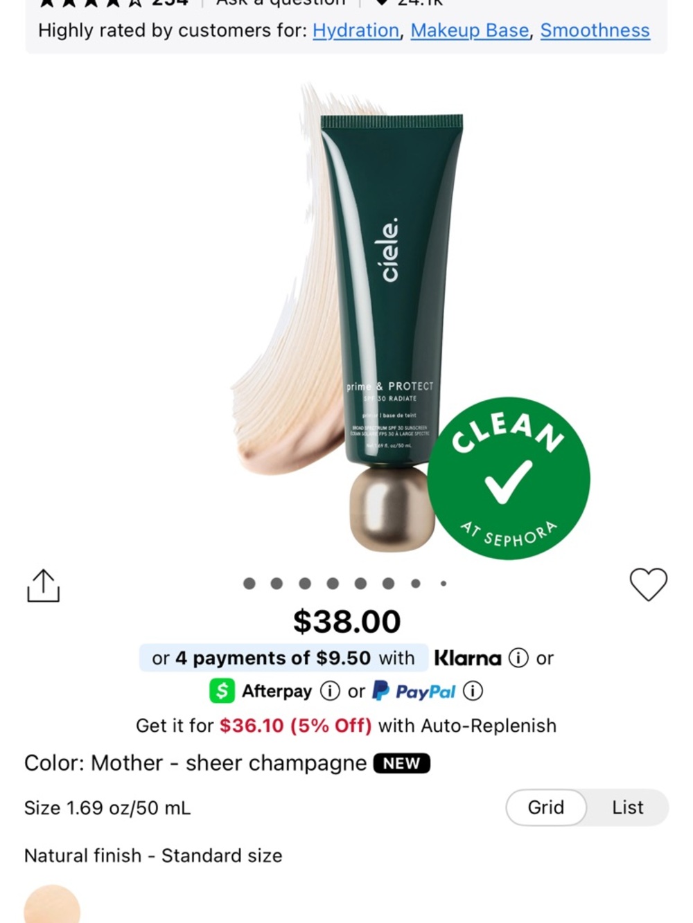 BRAND NEW NWT Ciele Prime & Protect Tinted Primer SPF 30 exp 12/27 NACRE